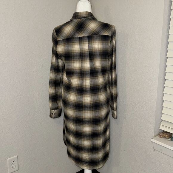 Miss Me Vintage Shirt Dress Women’s Small Brown Black Plaid Embroidered Beaded - Picture 2 of 11